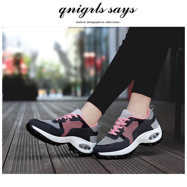 Giày Thể Thao Đế Mềm Siêu Nhẹ Phối Lưới Thoáng Khí Thời Trang Xuân Thu Cho Nữ
