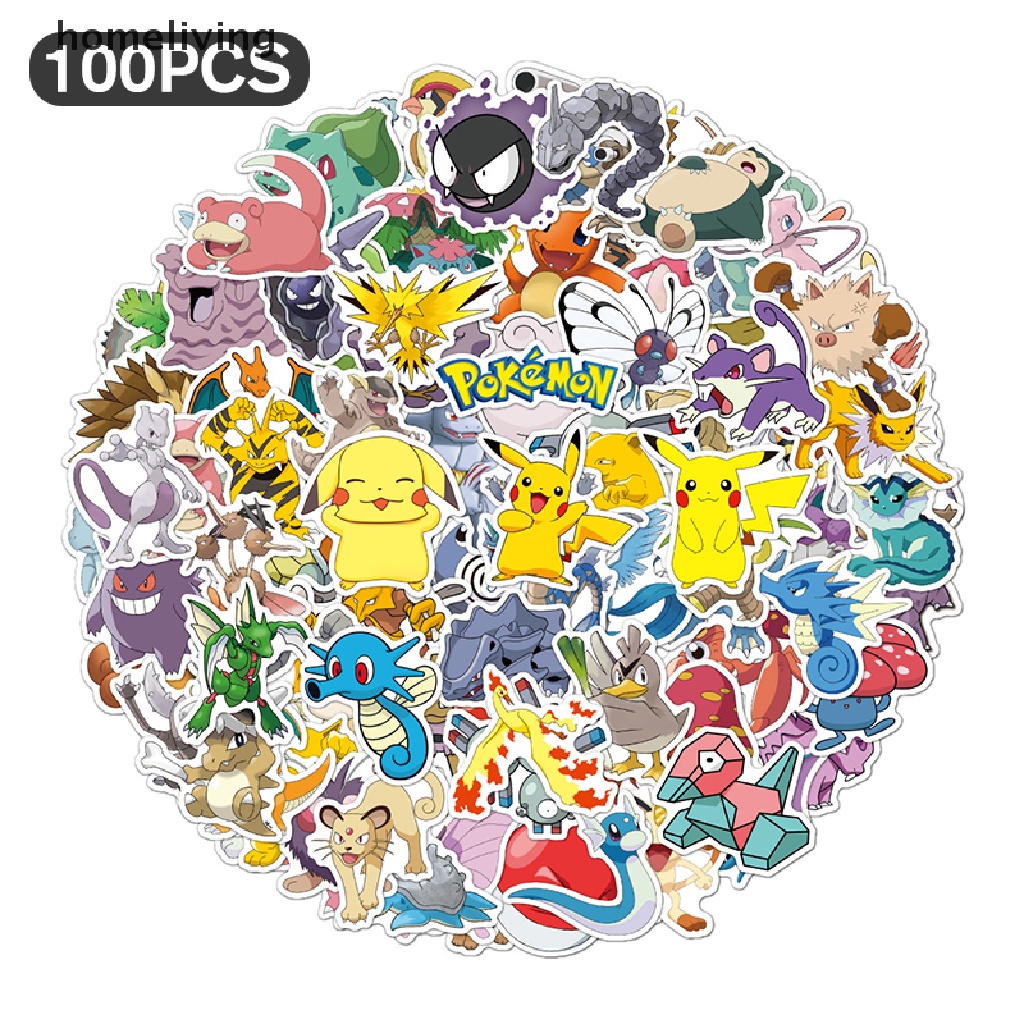 Bộ 100 Sticker Hoạt Hình Pokemon Xinh Xắn Dùng Trong Trang Trí