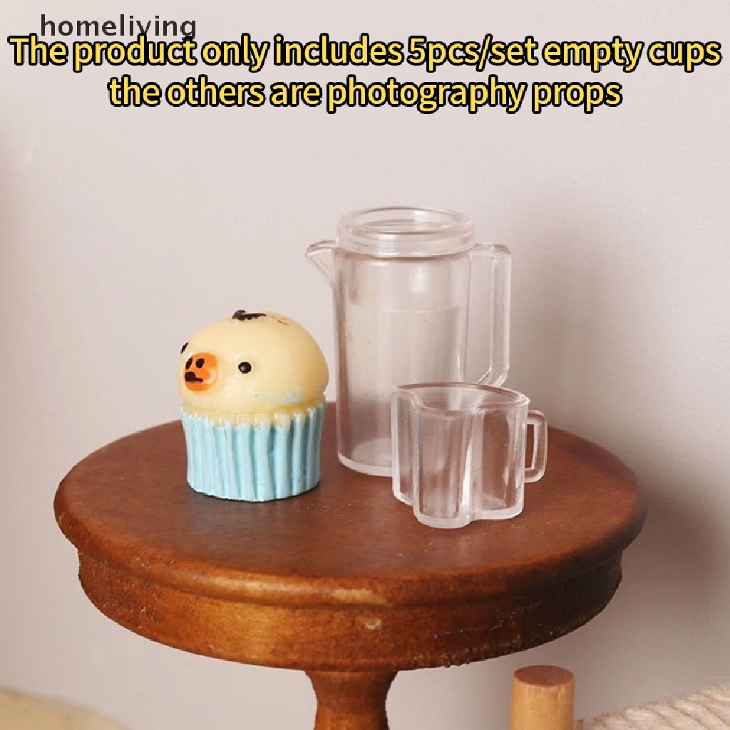 Bộ 5 Cốc Nước Trong Suốt Dùng Trang Trí Nhà Búp Bê 1: 12