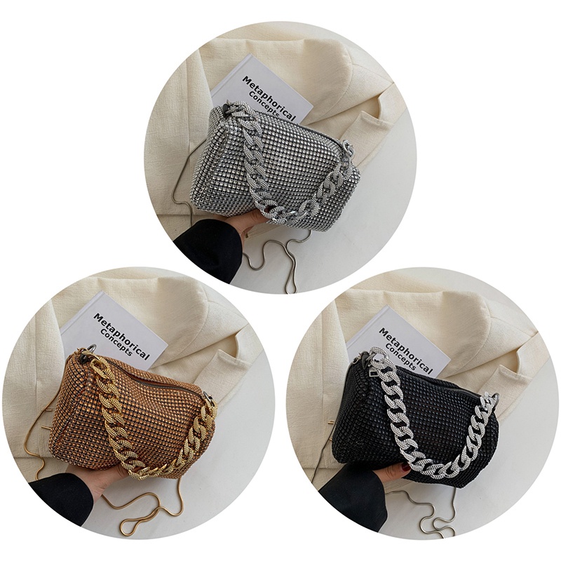 Túi Đeo Chéo Đính Đá Lấp Lánh Thời Trang Sang Trọng Cho Nữ