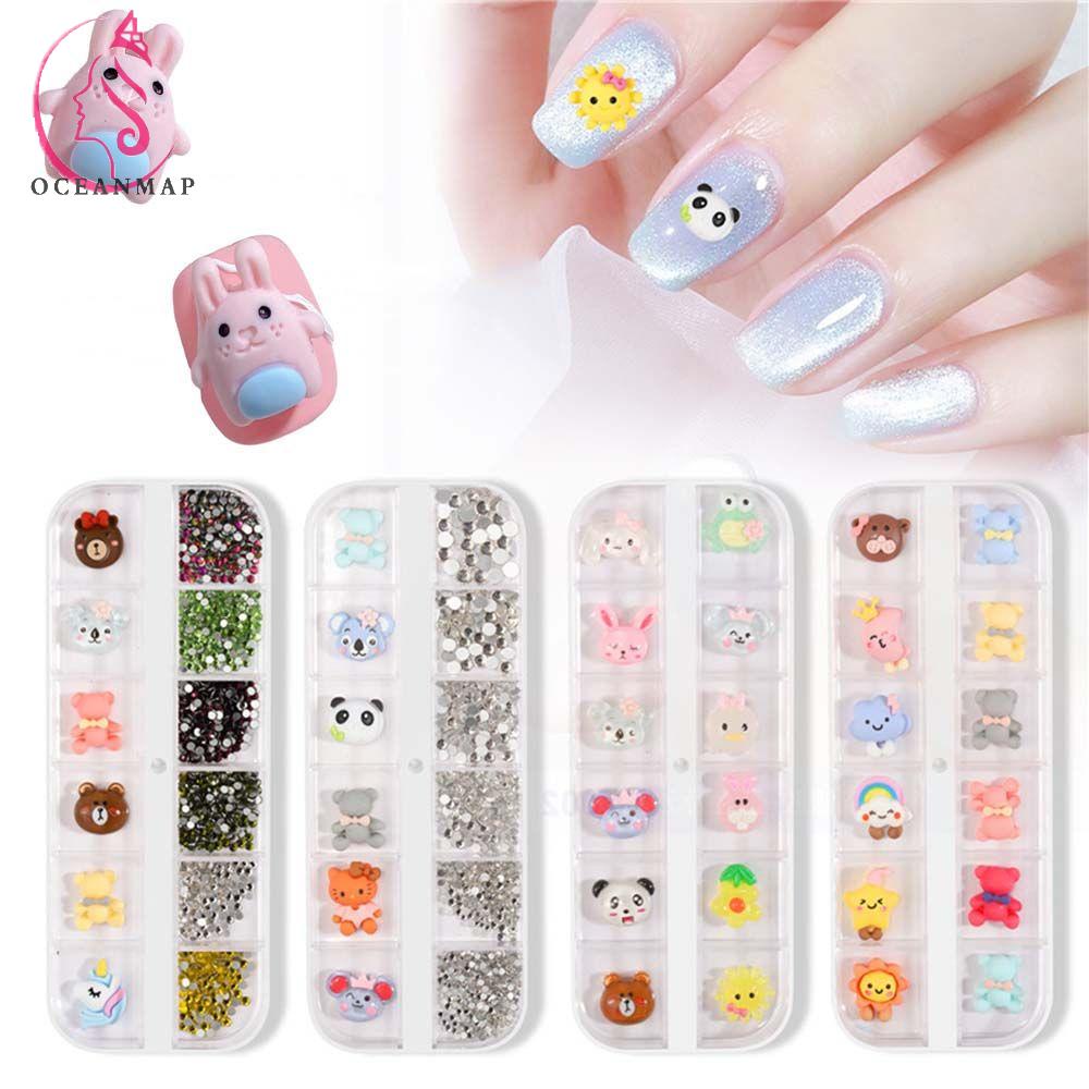 [Hàng mới về] Phụ kiện dán trang trí móng tay nghệ thuật 3D thủ công kiểu dáng hoạt hình dễ thương đa dạng tùy chọn