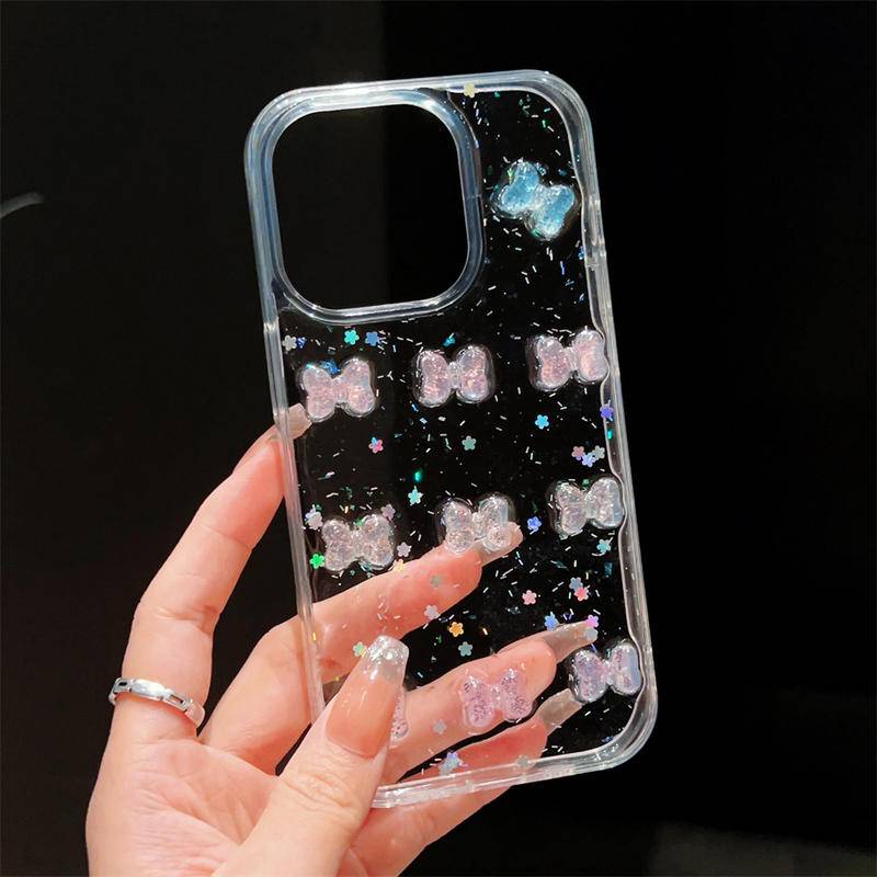 Ốp Điện Thoại Hình Nơ 3D Lấp Lánh Cho iPhone 14 13 12 11 Pro MAX Plus Mini X XS MAX XR 7 8 Plus SE 2022 2020 14Plus 13Mini 12Mini