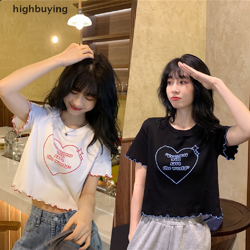 Áo Thun Lửng Ngắn Tay Cổ Tròn In Họa Tiết Belle Thời Trang Mùa Hè Cho Nữ