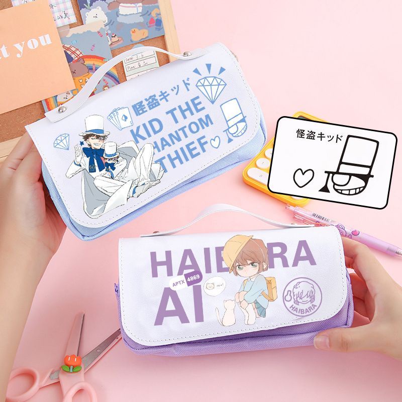 Túi Đựng Bút Vải Canvas Cỡ Lớn In Hình Conan Merchandise kidd Haiyuan Ai anime cry of school Cho Học Sinh Trung Học BD14
