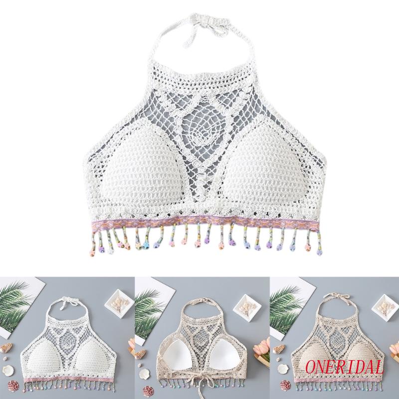 Oneri Áo Ngực Dạng Yếm Dệt Kim Khoét Rỗng Gợi Cảm Đính Hạt Ngôi Sao Tua Rua Dễ Thương Cho Nữ Đi Biển Kỳ Nghỉ