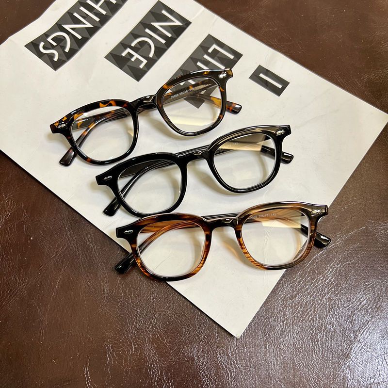 Mắt Kính Gọng Tròn Màu Đen Chống Ánh Sáng Xanh Siêu Nhẹ Phong Cách Nhật Bản Cho Nam