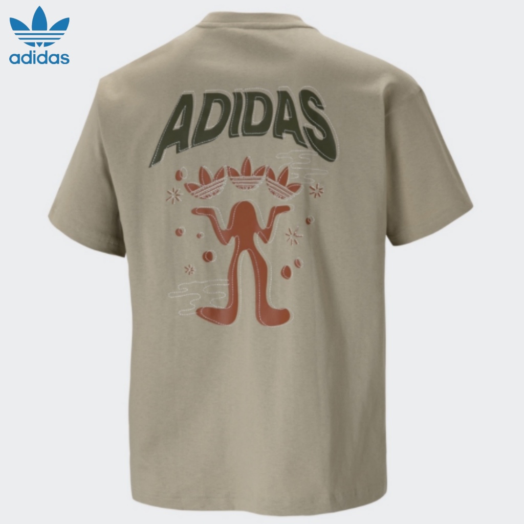 Adidas Áo Thun Tay Ngắn Dáng Rộng h47112 h47113 In logo Vui Nhộn Thời Trang Unisex