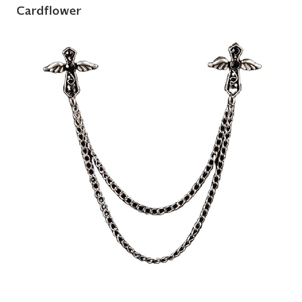 < Cardflower > Trâm Cài Áo Phối Dây Xích Tua Rua Pha Lê Hình Thiên Thần Thời Trang Cho Nam Và Nữ