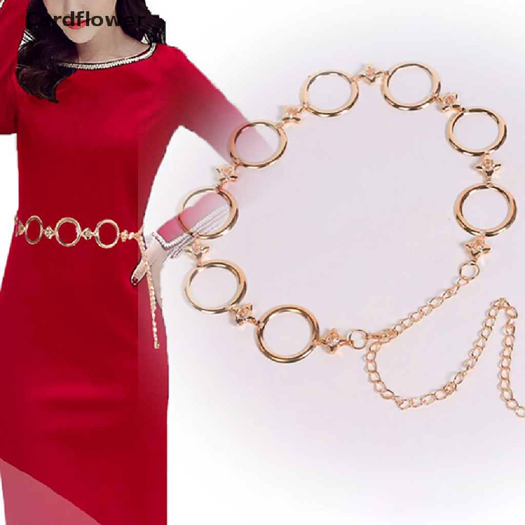 < Cardflower > Thắt Lưng Dây Xích Bằng Kim Loại Vàng Thời Trang Tiệc Cưới Dành Cho Nữ