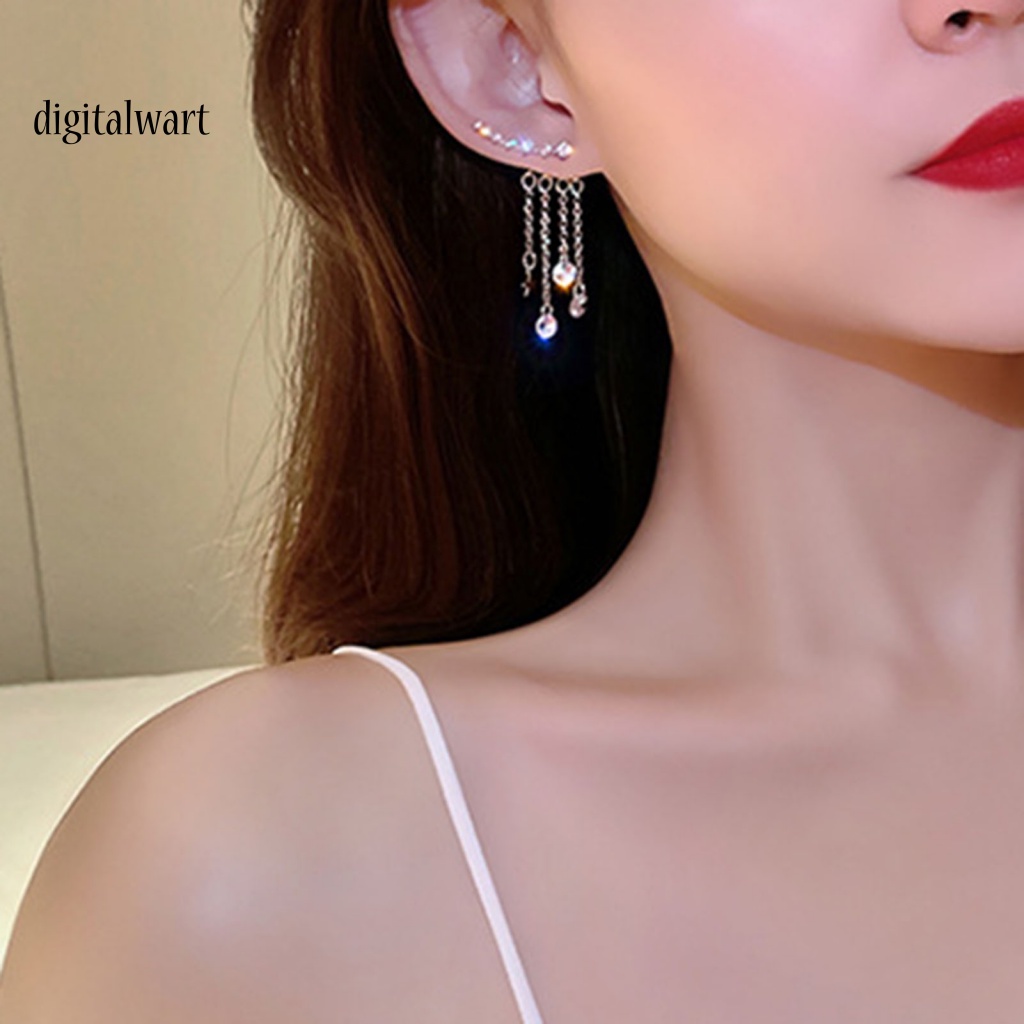 Kỹ Thuật Số| 1 Đôi Bông Tai Dáng Dài Đính Đá Lấp Lánh Thời Trang Cao Cấp Cho Nữ