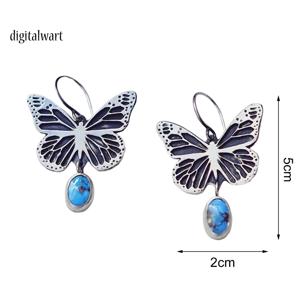 Kỹ Thuật Số| 1 Đôi Bông Tai Dáng Dài Đính Đá Ngọc Lam Nhân Tạo Phong Cách Boho Thời Trang Cho Nữ