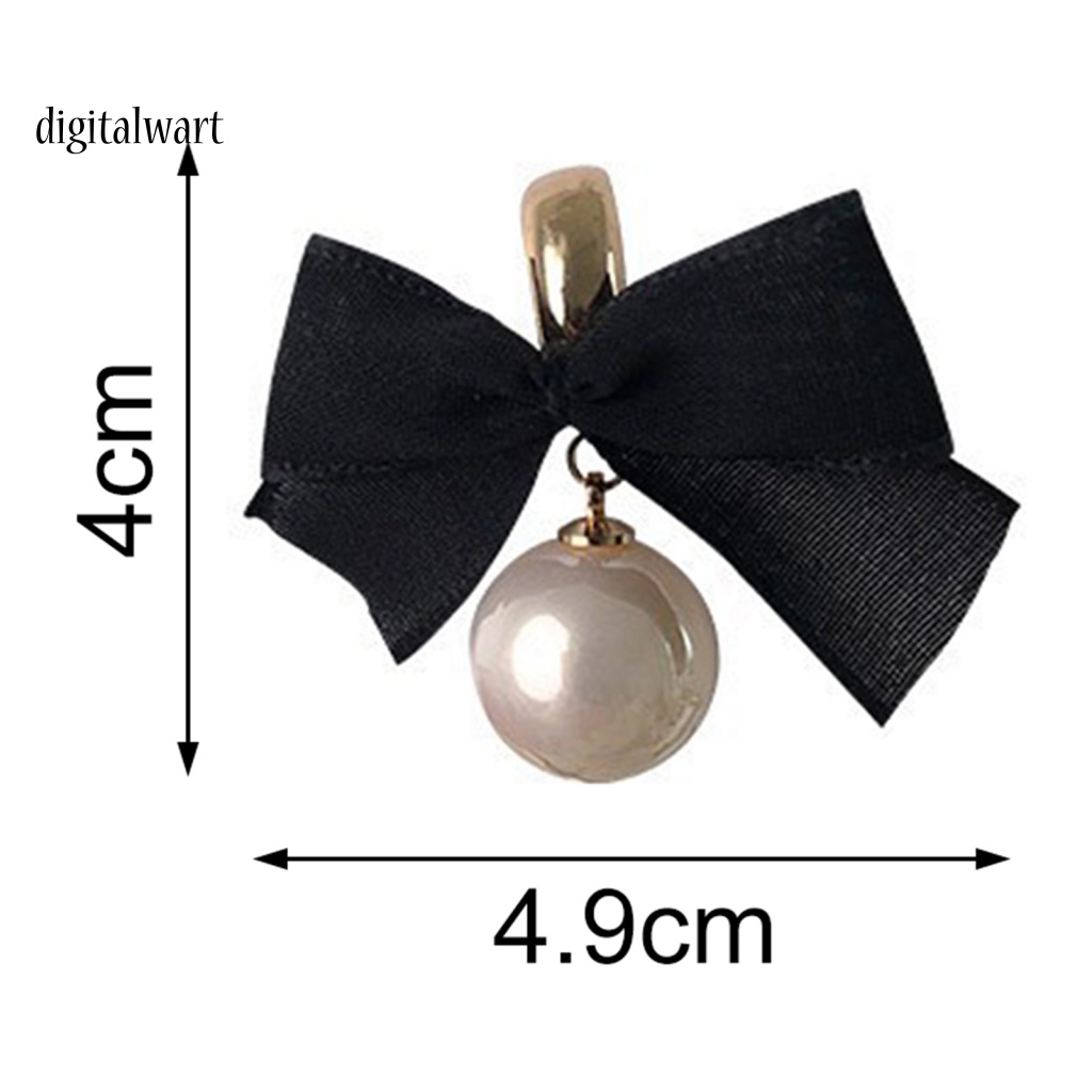 Kỹ Thuật Số| 1 Đôi Bông Tai Hình Nơ Đen Đính Ngọc Trai Giả Phong Cách Pháp Thời Trang Cho Nữ