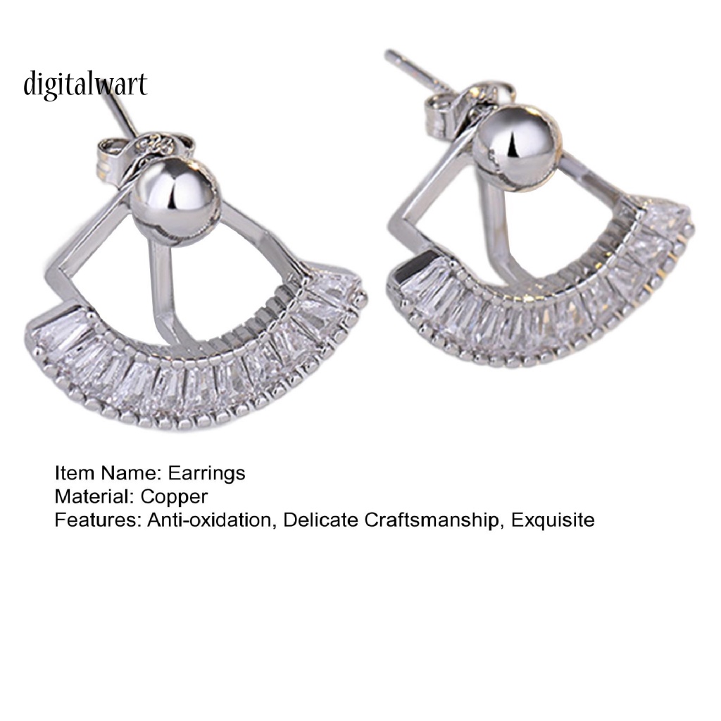 Kỹ Thuật Số| 1 Cặp Bông Tai Hình Quạt Tròn Đính Đá Thời Trang Dành Cho Nữ