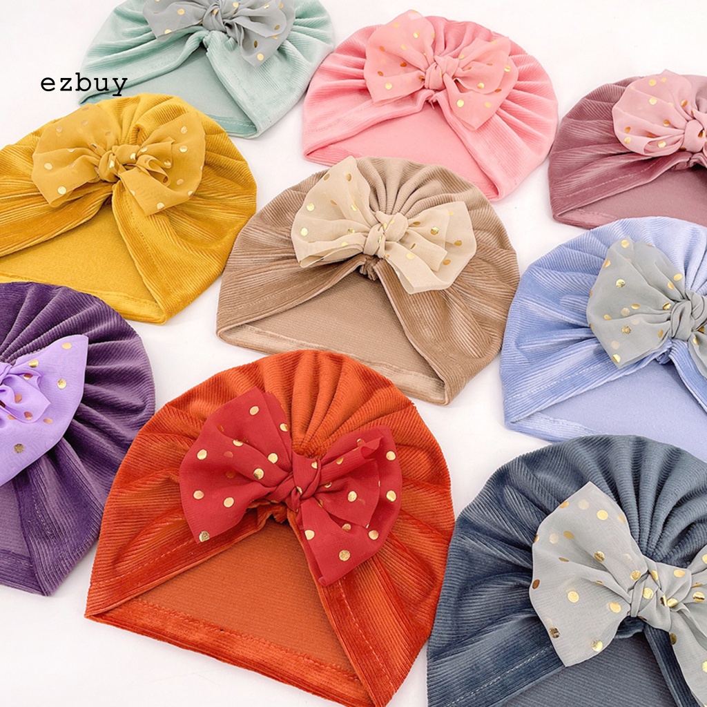 Mũ Trùm Đầu Vải Co Giãn Đính Nơ Xinh Xắn Cho Bé