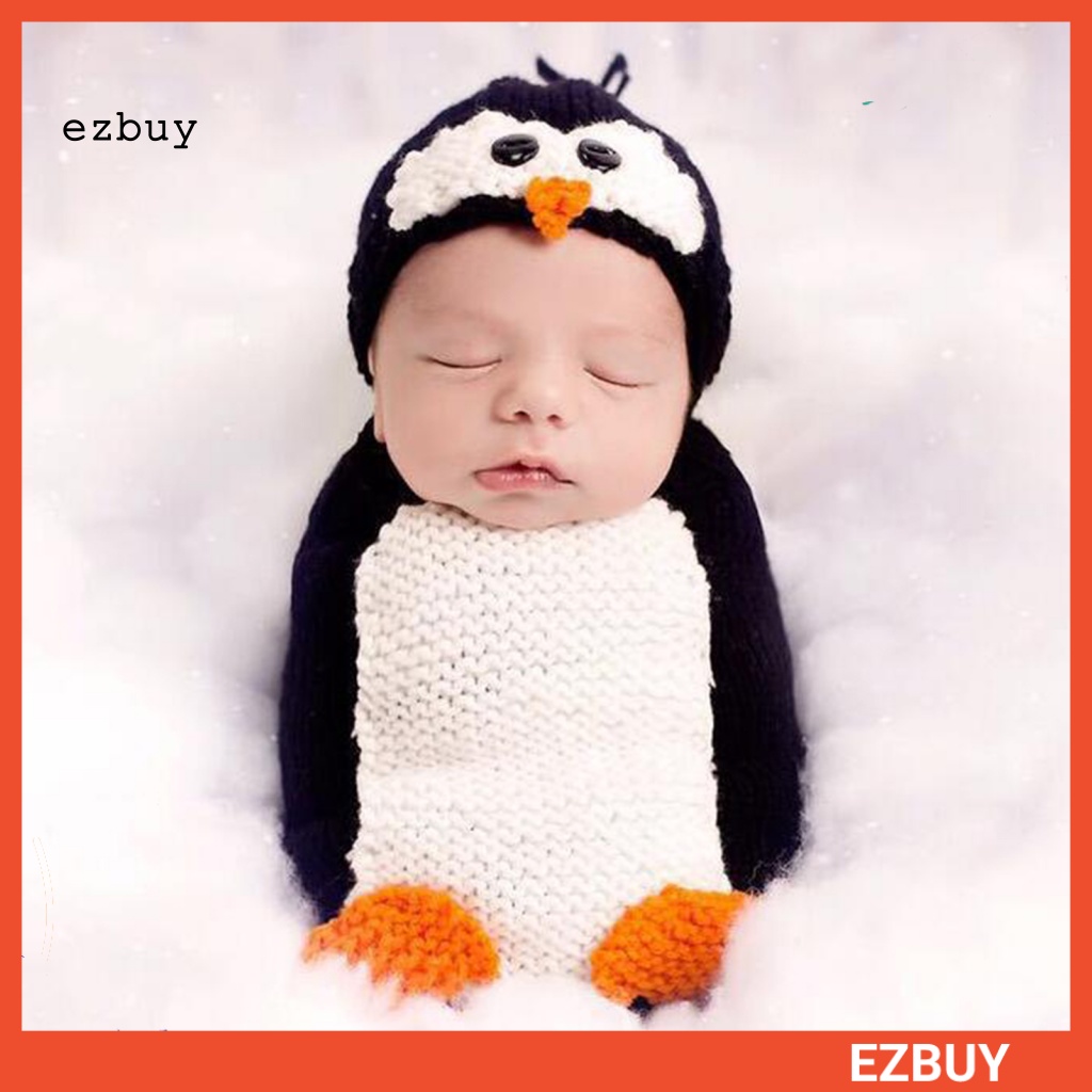 Bộ Đồ Quấn Em Bé Sơ Sinh In Họa Tiết Chim Cánh Cụt Đa Năng Dùng Làm Đạo Cụ Chụp Ảnh