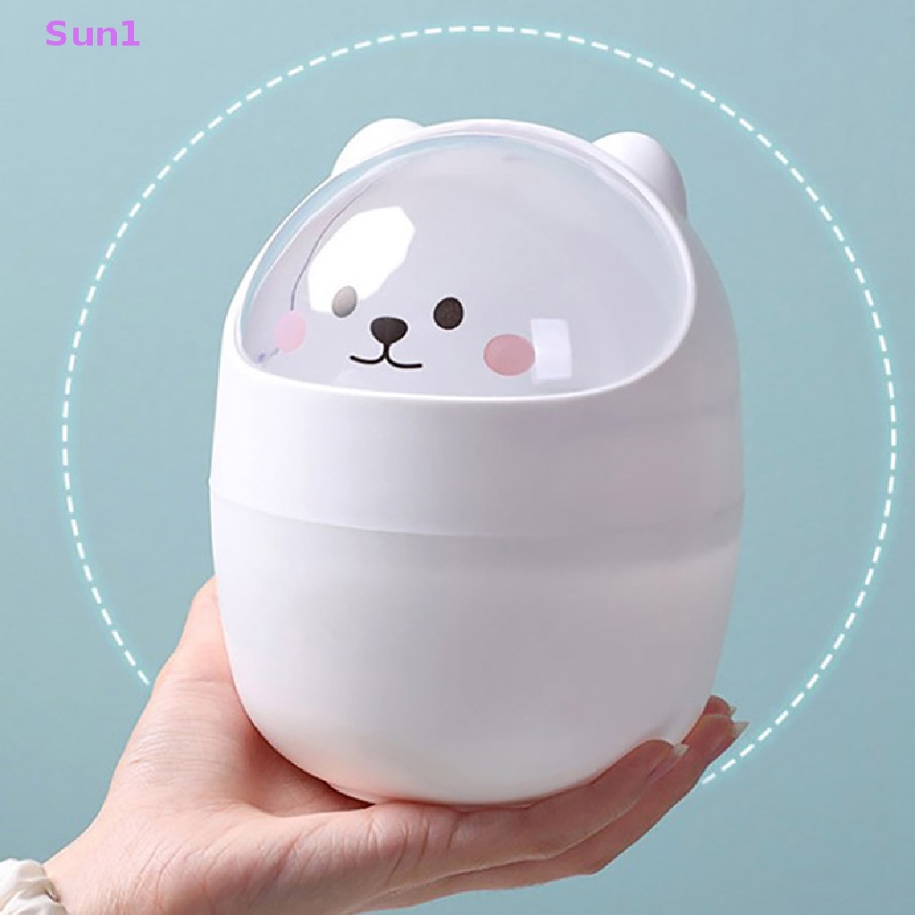 Thùng Rác Để Bàn Có Nắp Hình Gấu Dễ Thương Sun1 >