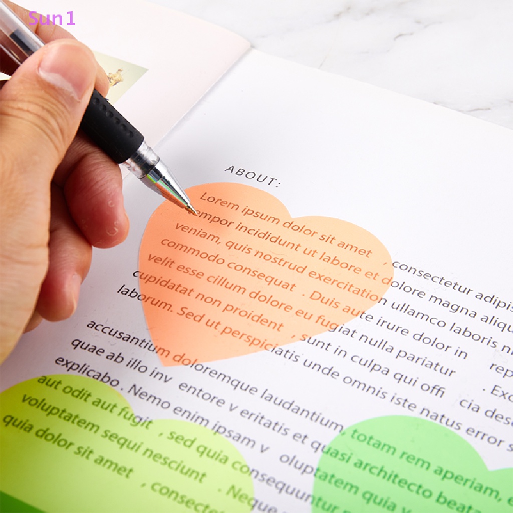 Sun1 > Giấy Ghi Chú Chống Thấm Nước Trong Suốt Họa Tiết Trái Tim Nhiều Màu Sắc Dành Cho Học Sinh / Văn Phòng