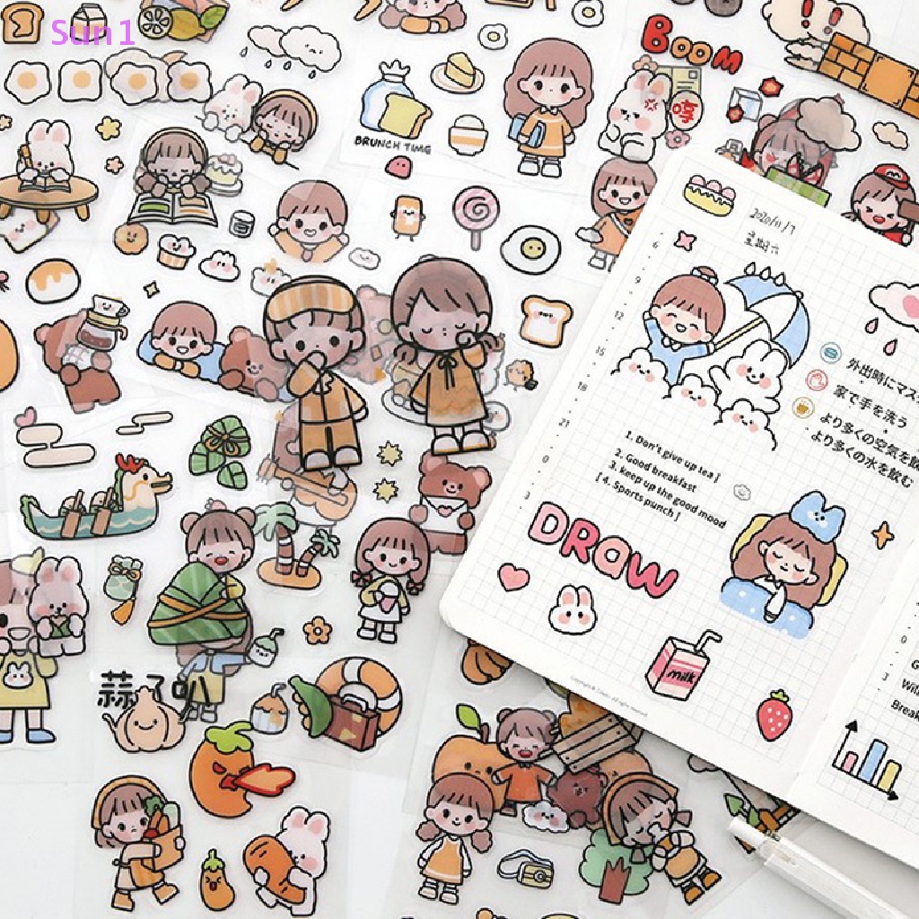 Bộ 20 Miếng Dán Pvc Họa Tiết Hoạt Hình Động Vật Trang Trí Nhật Ký Sun1 &gt; 20 Cái