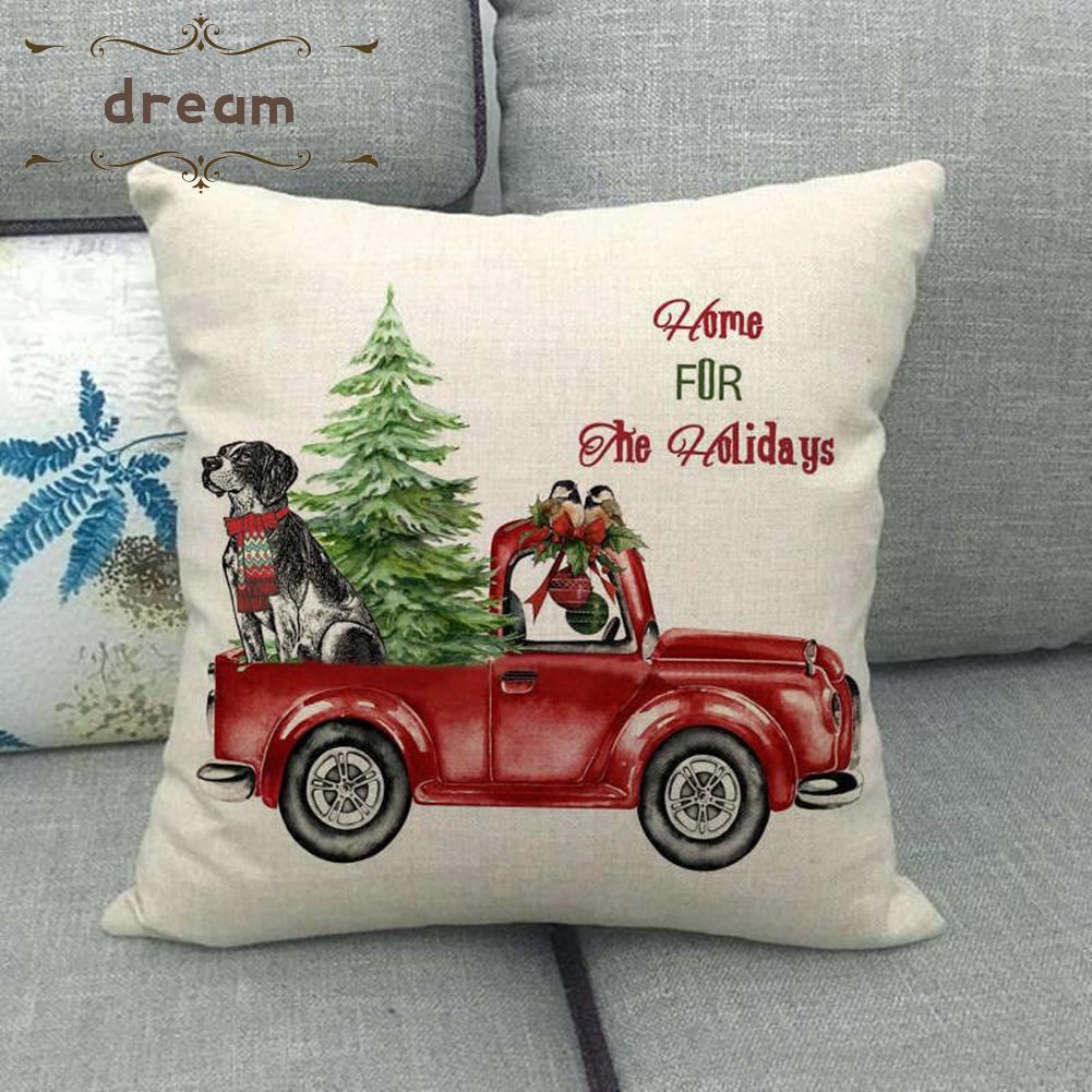 【DREAMLIFE】Pillowcase Christmas Linen Ornaments 45x45cm Chair Throw Christmas Decor