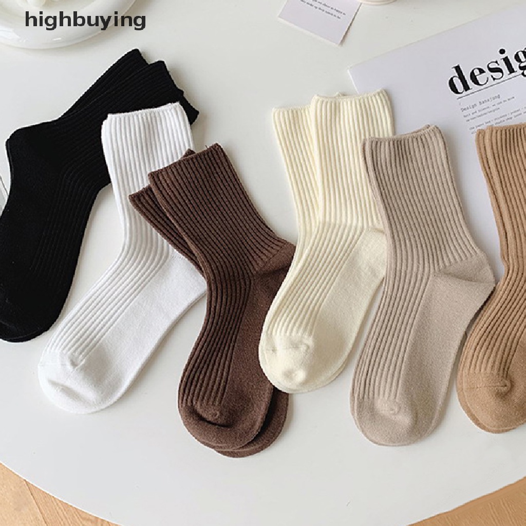 1 Cặp Vớ Cotton Thoáng Khí Màu Trơn Phong Cách Nhật Bản Thời Trang Cho Nữ