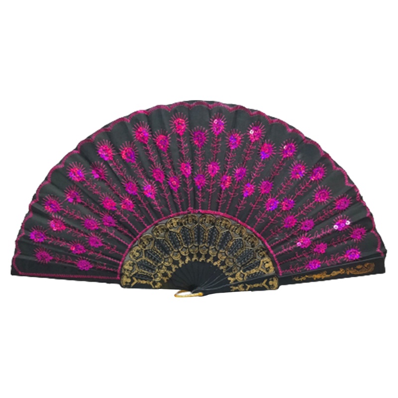 Quạt Thêu Họa Tiết Đính Kim Sa Nhiều Màu Sắc Đơn Giản Thời Trang Năm 2023