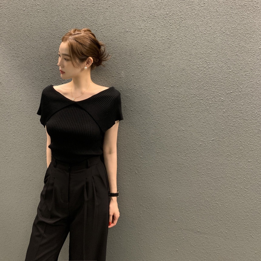 Áo polo Dệt Kim Mỏng Hở Vai Thời Trang Mùa Hè 2023 Mới Cho Nữ