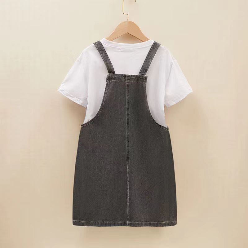 Set Đầm Jean + Áo Sơ Mi Thời Trang Mùa Xuân Cho Bé Gái 2-15 Tuổi