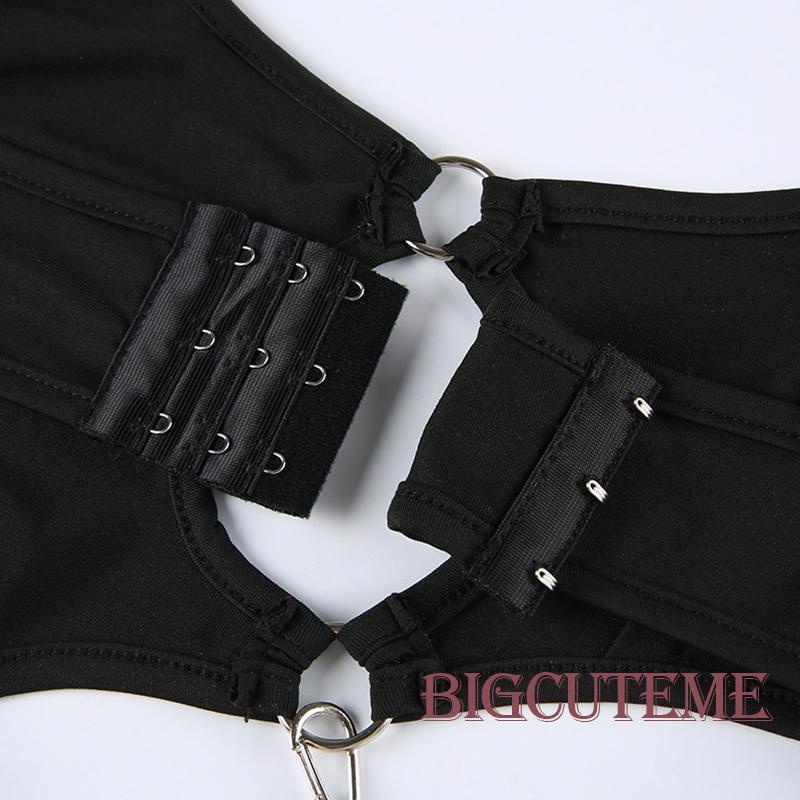 Áo Liền Quần Ngắn Không Tay Hở Lưng Màu Đen Thời Trang Mùa Hè Cho Nữ