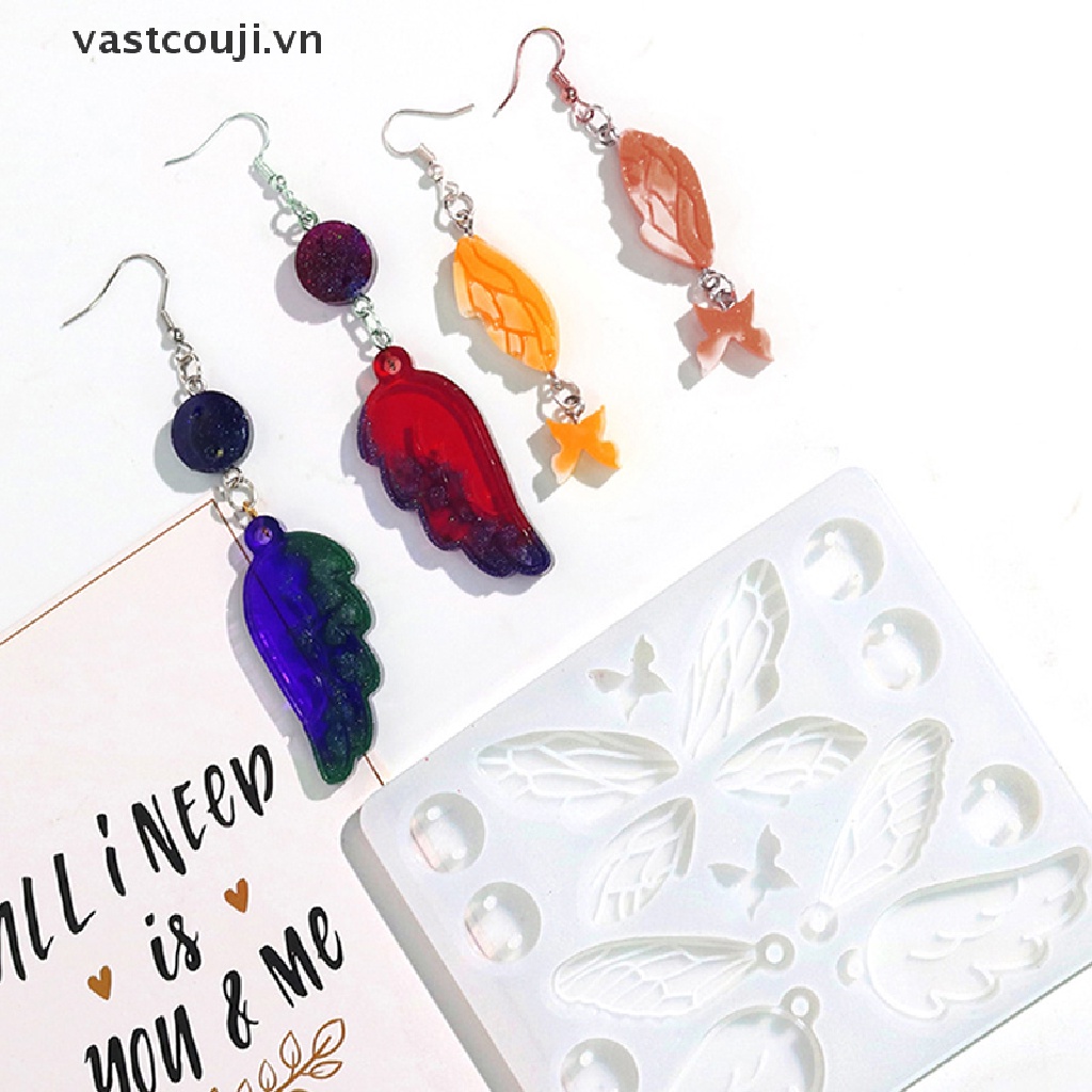 Khuôn Silicon Làm Mặt Dây Chuyền / Móc Khóa Hình Bướm / Lông Vũ Bằng Resin DIY