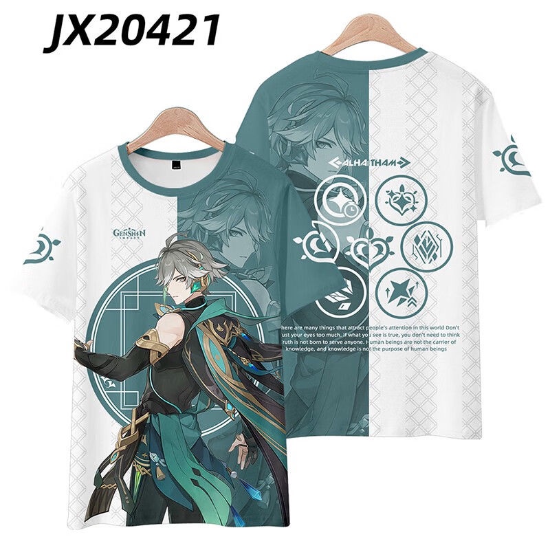Áo Thun Tay Ngắn In Hình Nhân Vật Alhaitham 3D Plus Size Cho Nam Nữ