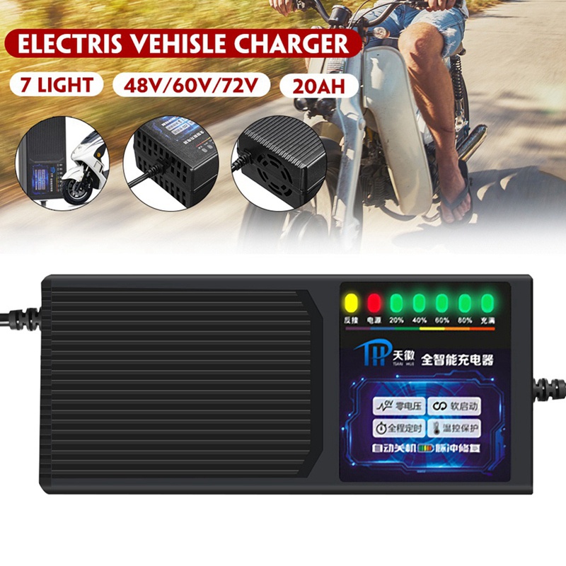 Bộ Sạc Xe Điện 72V 20AH Với 7 Đèn Hiển Thị Dòng Điện Bảo Vệ Axit Chì