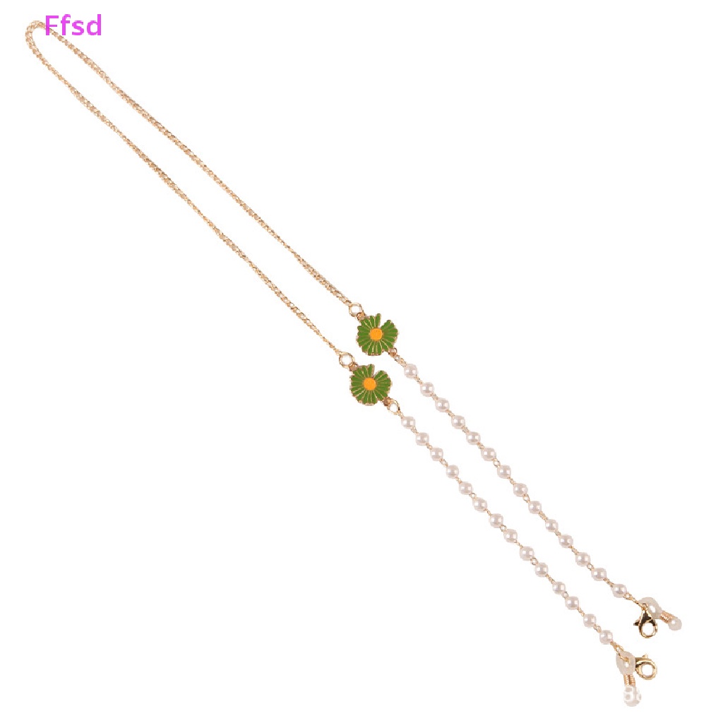 {Ffsd} Dây Đeo Mắt Kính Đính Hạt Ngọc Trai Hình Hoa Cúc Trang Sức Đa Năng * Bán Chạy