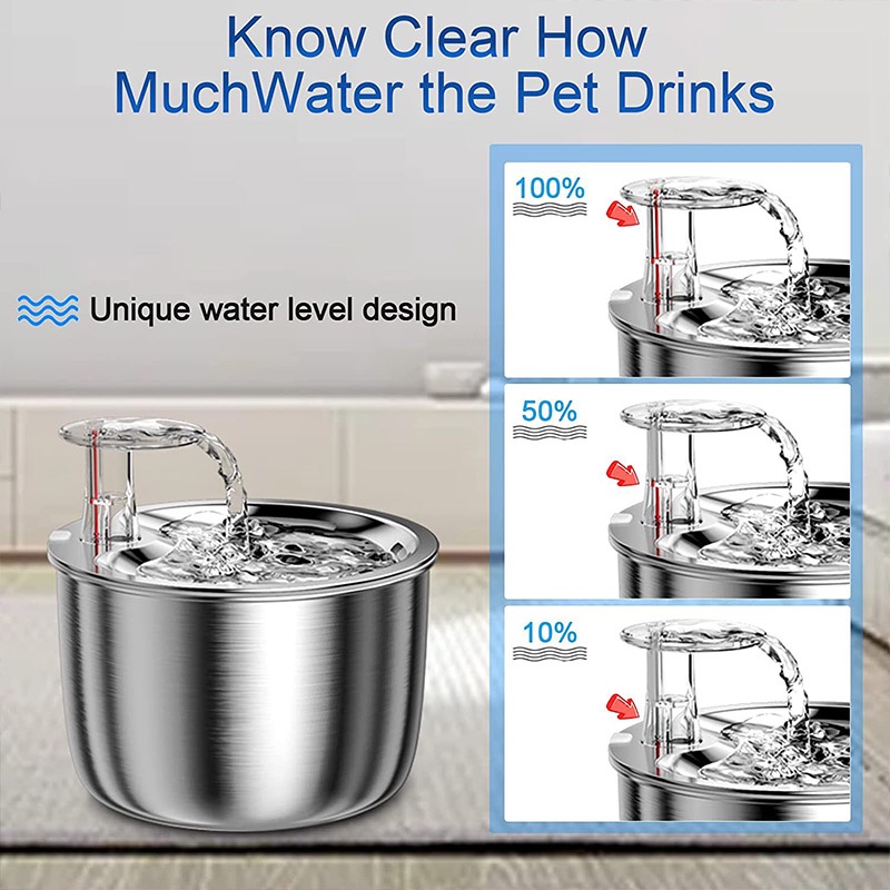 Máy Uống Nước Thông Minh Tự Động Bằng Thép Không Gỉ Cho Thú Cưng