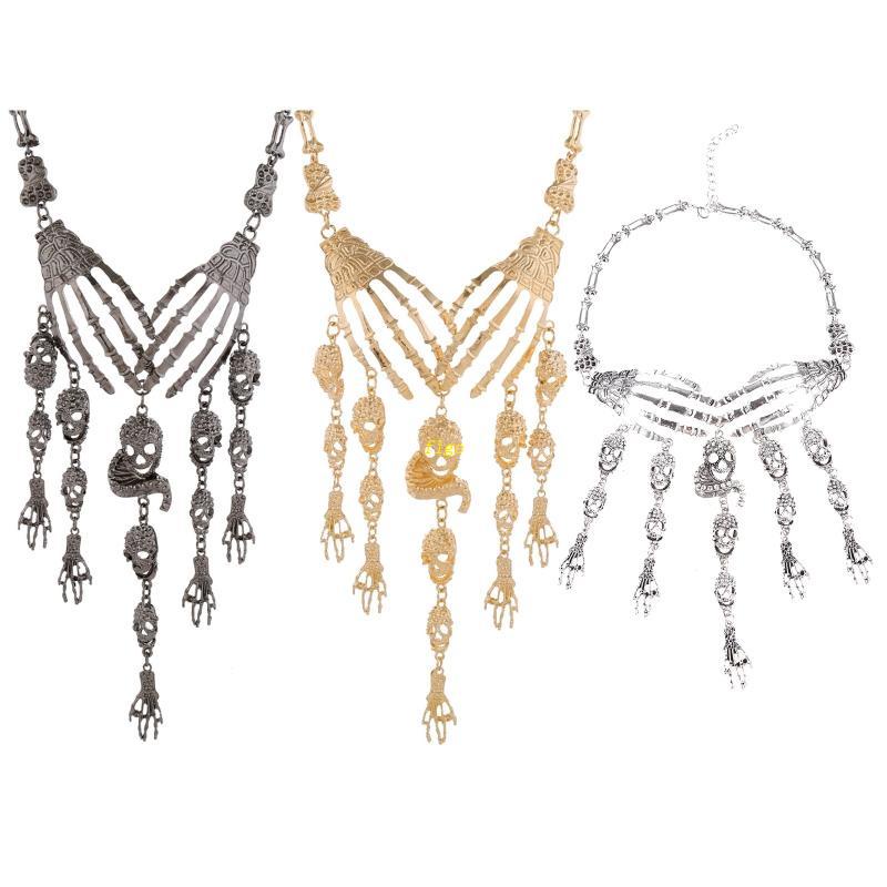 Vòng Cổ Nhiều Lớp Tua Rua Mặt Hình Bàn Tay Thời Trang Halloween Cho Nữ