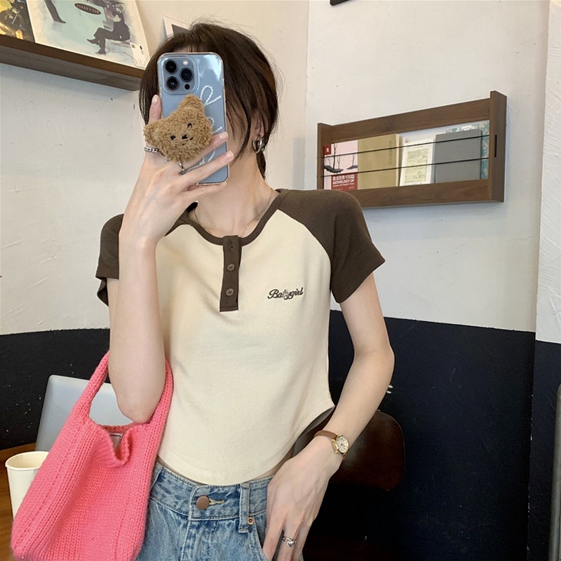 Áo Thun Croptop Tay Ngắn Kiểu vintage Thời Trang Mùa Hè Cho Nữ