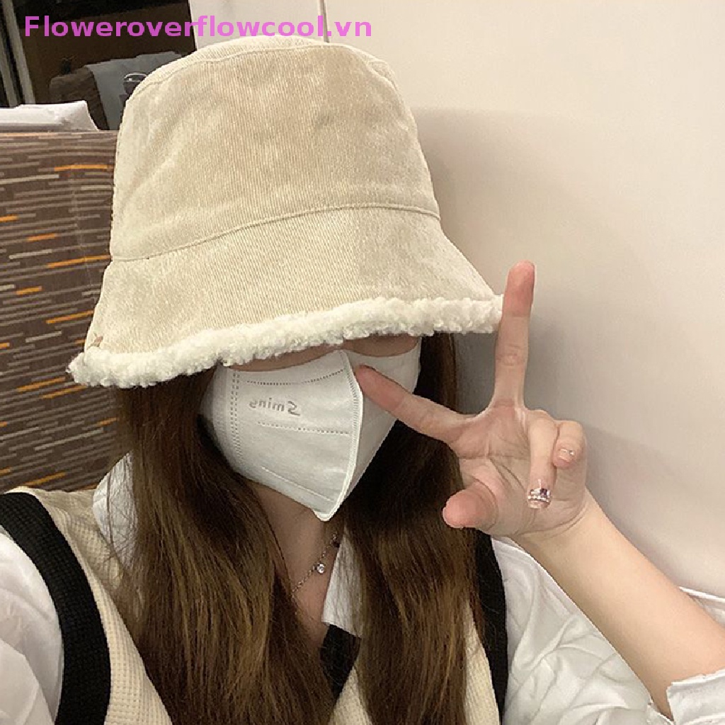 Mũ Bucket Chất Liệu Lông Cừu Giả Có Thể Đảo Ngược Thời Trang Mùa Đông Cho Nữ