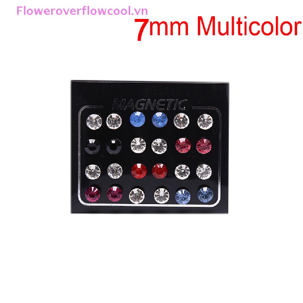 Set 24 Khuyên Tai Nam Châm Tròn Đính Đá