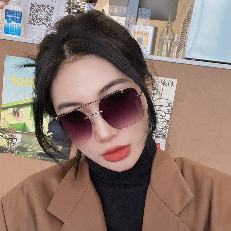 Kính Mát Gọng Vuông Đôi Bằng Kim Loại Chống Tia UV Thời Trang Cho Nam Và Nữ