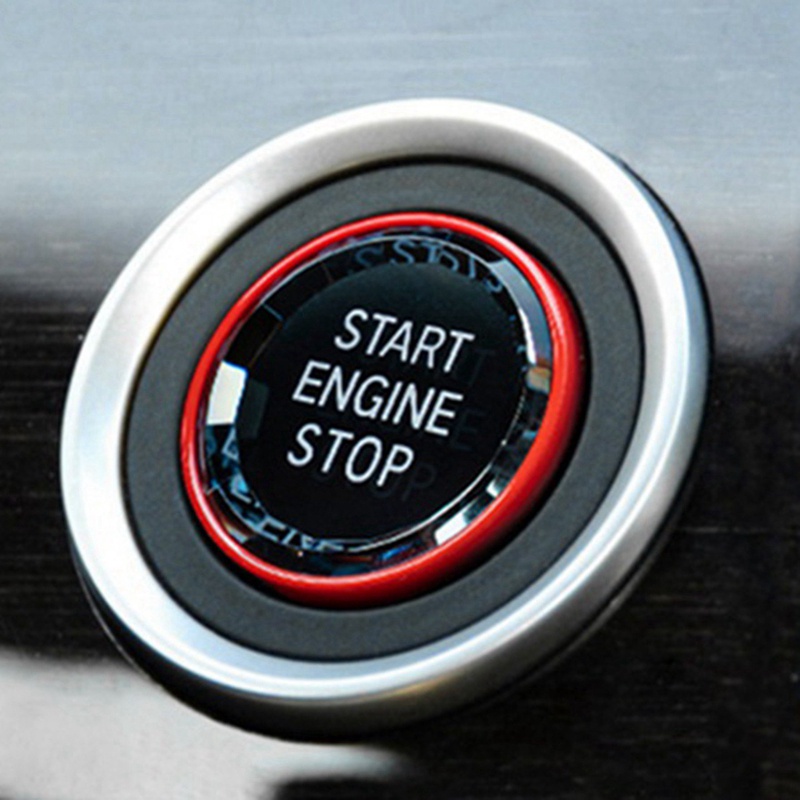 Bộ 2 Miếng Dán Công Tắc Khởi Động Xe Hơi Màu Đỏ / Bạc Đính Pha Lê Sang Trọng Cho BMW- 3 / 5 Series
