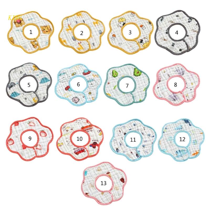 Yếm Ăn Vải Cotton Thoáng Khí Họa Tiết Hoa Dễ Thương Cho Bé