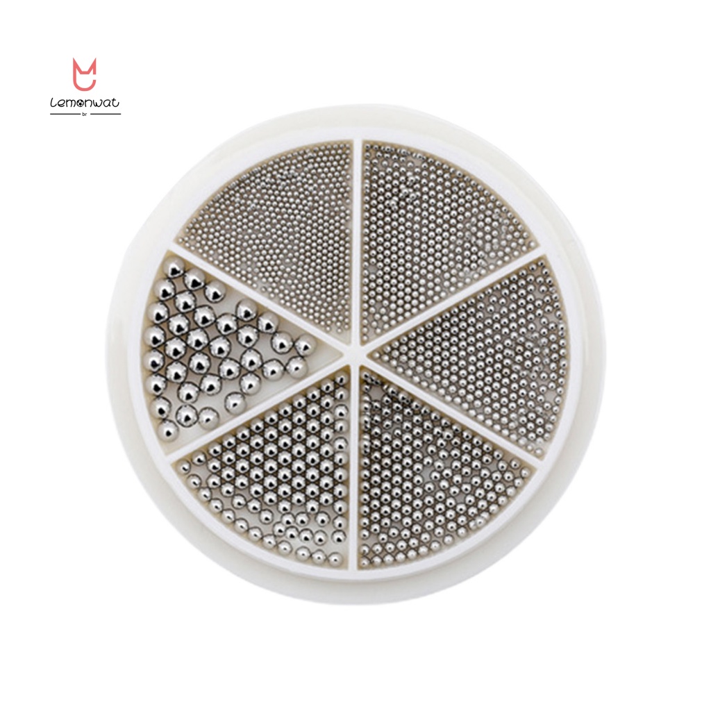 1 Hộp Hạt Đính Trang Trí Móng Tay Bằng Kim Loại Nhiều Kích Cỡ