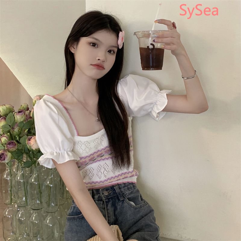 Áo Dệt Kim Tay Phồng Thời Trang Mùa Hè Cho Nữ