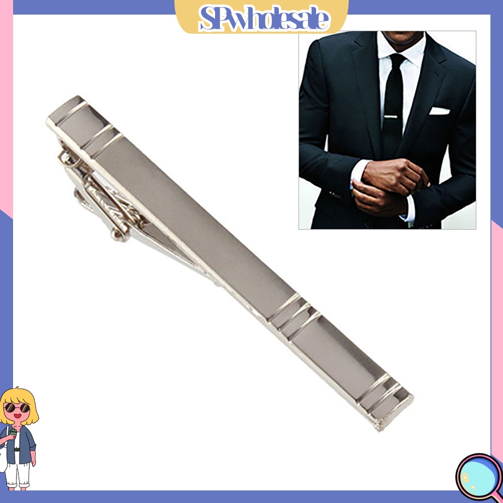 <SPwholesale> Kẹp Cà Vạt Hợp Kim Bạc Đơn Giản Thời Trang Trang Trọng Cho Nam