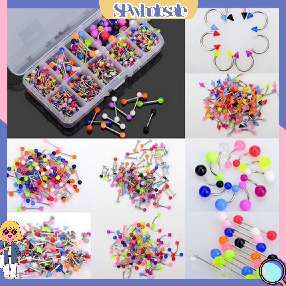 &lt;SPwholesale&gt; Bộ 50 / 90 Khuyên Xỏ Bằng Acrylic Cá Tính