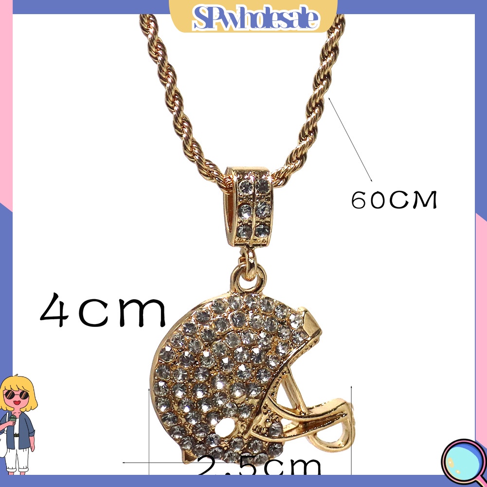 &lt;SPwholesale&gt; Vòng cổ Mặt Hình Nón Bầu Dục Đính Đá Thời Trang Hip Hop Unisex