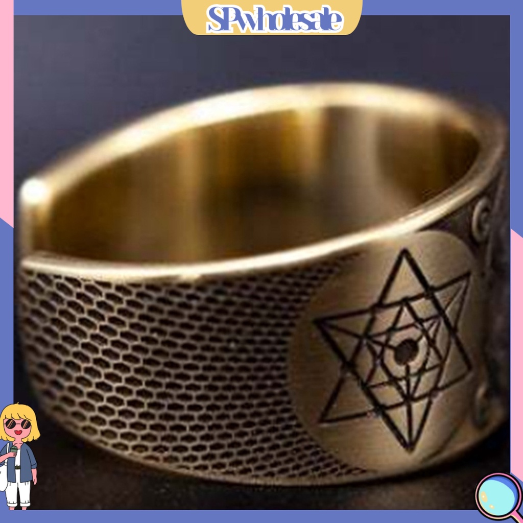 <SPwholesale> Nhẫn Hở Bằng Hợp Kim Họa Tiết Hexagram Cổ Điển Có Thể Điều Chỉnh Phong Cách Punk