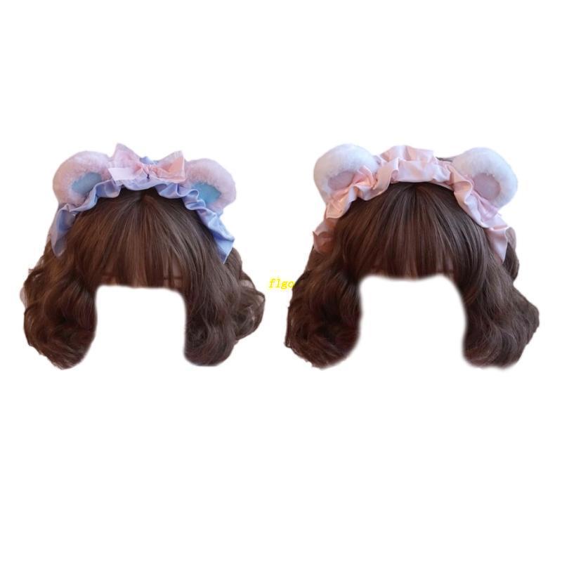 Băng Đô Cài Tóc Hình Tai Gấu Bằng Lông Nhung Xếp Ly Nhiều Màu Sắc Dành Cho Người Lớn
