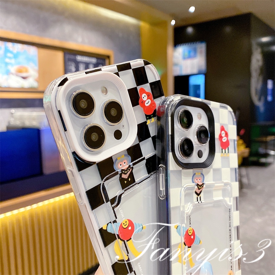 Ốp Điện Thoại TPU Mềm Trong Suốt Họa Tiết Sọc Caro Trắng Đen Cho IPhone 14 13 12 11 Pro Max X XR Xs Max 8 7 6 Plus SE 2020