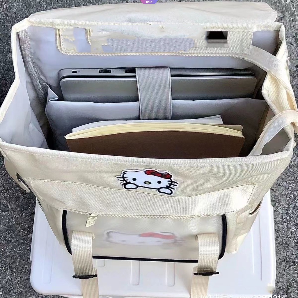 Ba Lô Oxfordfabric Hoạt Hình Sanrio Hello Kitty Đơn Giản Nhiều Ngăn Có Khóa Kéo Sức Chứa Lớn Cho Nữ Sinh [RAIN]