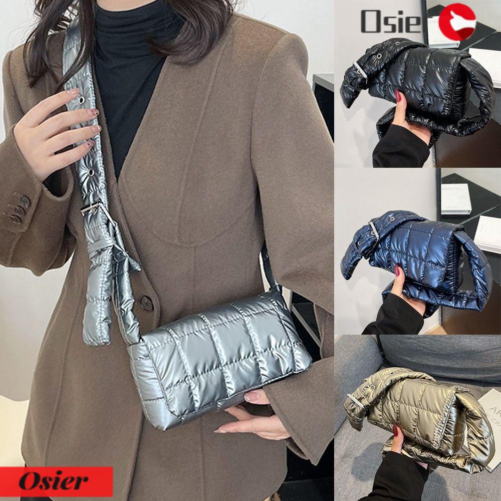 1 Túi Kẹp Nách Gọn Nhẹ Họa Tiết Kẻ Sọc Thời Trang Mùa Đông Cho Nữ